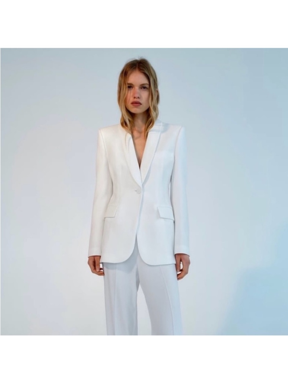 ZARA White Women's Single-Button Shawl Collar Blazer NWOT m